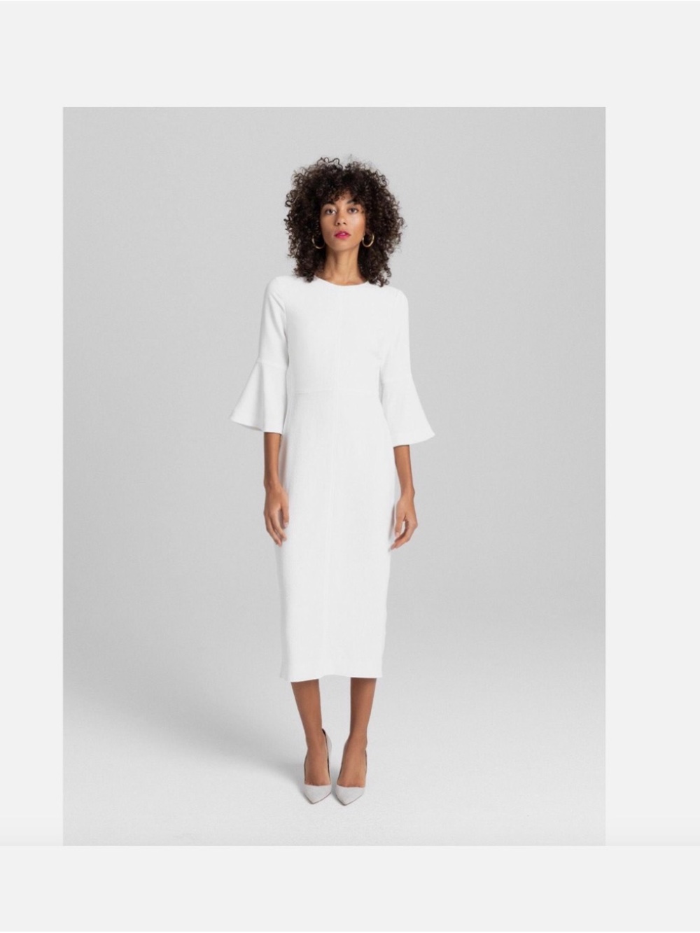 A.L.C. White Midi Dress with Fluted Sleeves